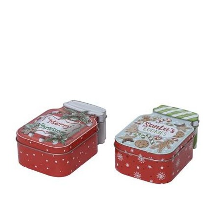 SCATOLA IN LATTA 15x9,6x5,3cm SANTA COOKIES ASS.TI 1pz