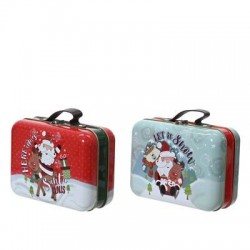 MINI VALIGIA C/MANICO IN PELLE 18,5x13,5x8,2cm STAMPA XMAS ASS.TI 1pz