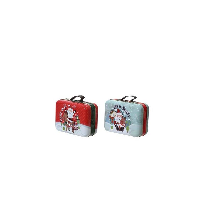 MINI VALIGIA C/MANICO IN PELLE 18,5x13,5x8,2cm STAMPA XMAS ASS.TI 1pz
