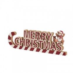 SCRITTA IN LEGNO MERRY CHRISTMAS C/ORSETTO 28x9cm