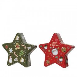 SCATOLA IN LATTA A FORMA DI STELLA 19x18,5x5cm 2COLORI ASS.TI 1pz