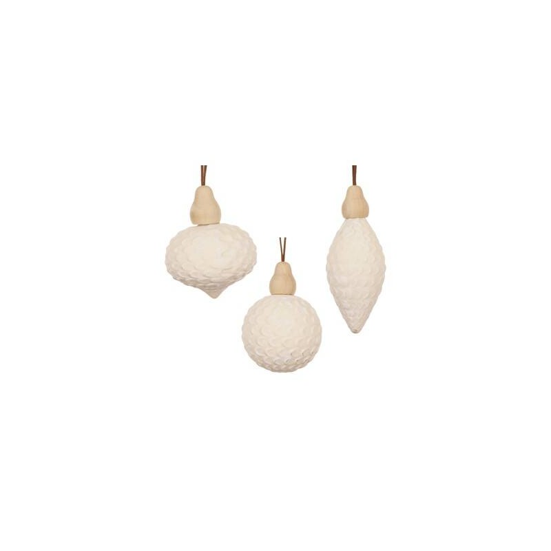 DECORAZIONE NATALIZIE DA APPENDERE IN VETRO BIANCO ASS.TE 1pz