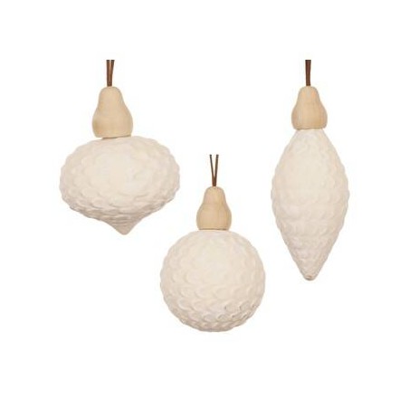 DECORAZIONE NATALIZIE DA APPENDERE IN VETRO BIANCO ASS.TE 1pz