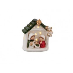 CASETTA SACRA FAMIGLIA C/LED H.12cm
