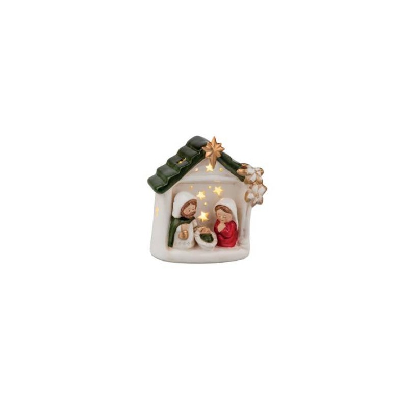 CASETTA SACRA FAMIGLIA C/LED H.12cm