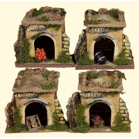 BOTTEGA CON INSEGNA E ACCESSORI 15x10x11cm 4 MOD.