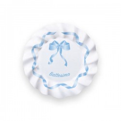 PIATTI BATTESIMO FIOCCO CELESTE ø20 8pz