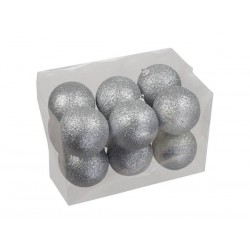 PALLINE PLASTICA ø8mm ARGENTO GLITTER 12pz