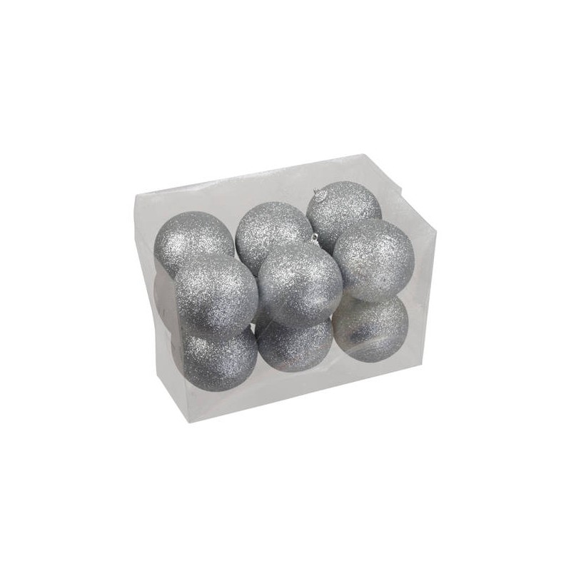 PALLINE PLASTICA ø8mm ARGENTO GLITTER 12pz