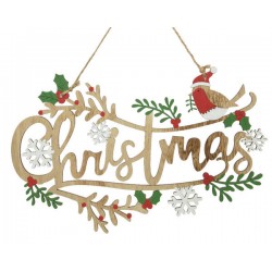 DIETRO PORTA IN LEGNO CHRISTMAS BIRD 30x19,5cm