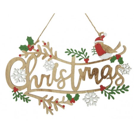 DIETRO PORTA IN LEGNO CHRISTMAS BIRD 30x19,5cm
