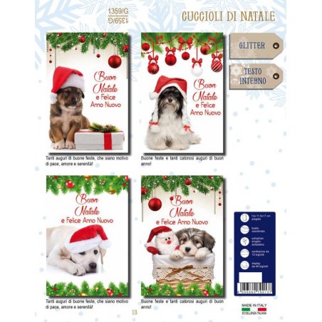 BIGLIETTO AUGURI NATALE 1359/G CUCCIOLI NATALE