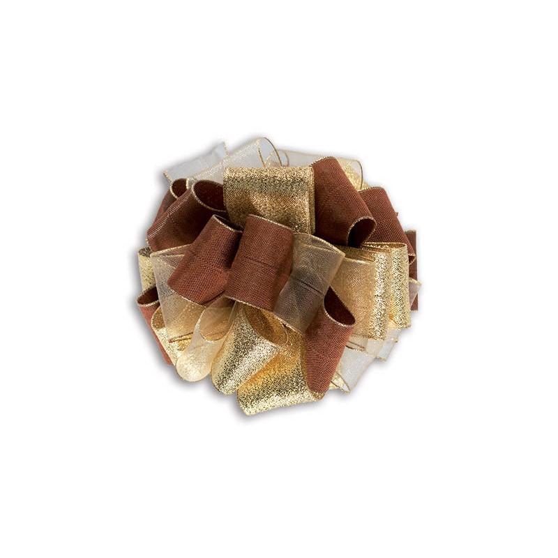 NASTRO TESSUTO MULTIPETALO C/TIRANTE mm40x15mt 14-ORO/MARRONE
