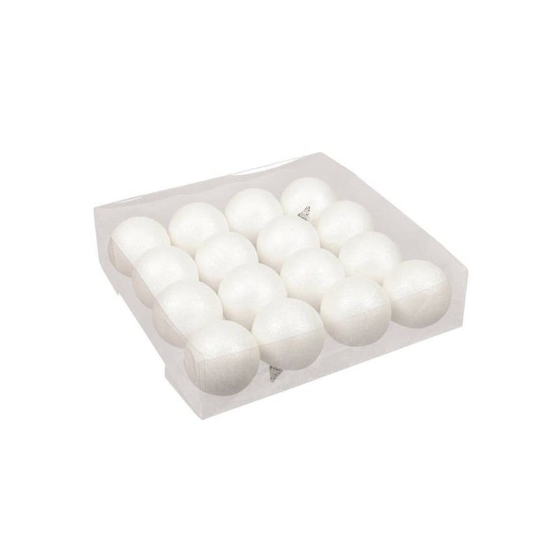 PALLINE PLASTICA ø6cm BIANCO GLITTER 16pz