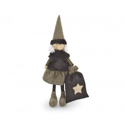 BEFANA NERA/ORO CON SACCO H.34cm