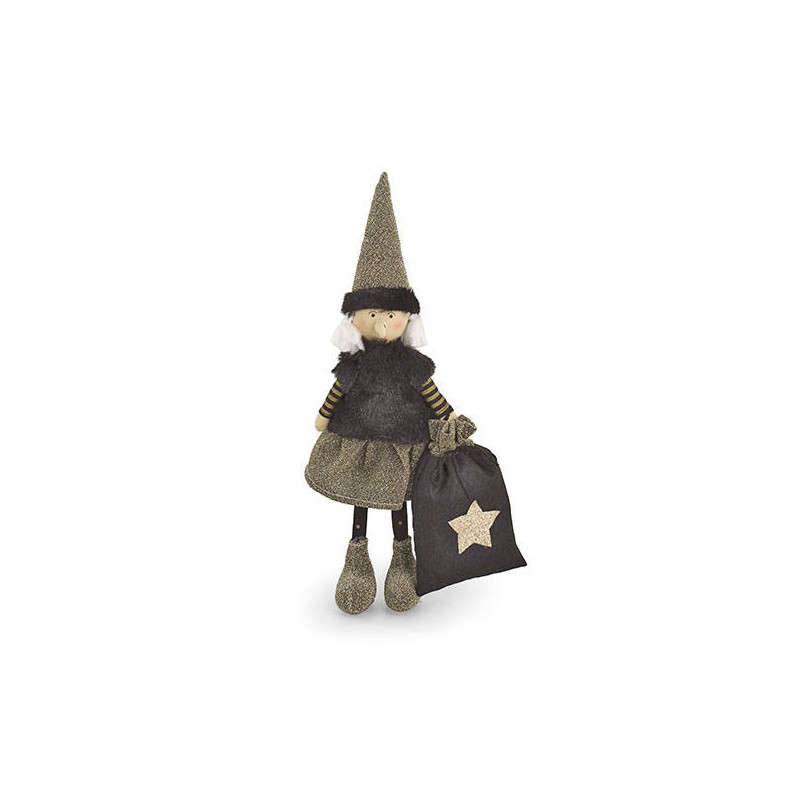 BEFANA NERA/ORO CON SACCO H.34cm