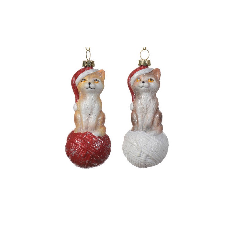 APPENDINO h10,5cm CAT GLITTER 2ass. WHITE RED 1pz