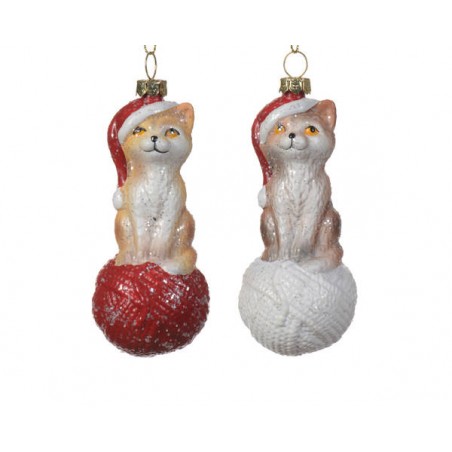 APPENDINO h10,5cm CAT GLITTER 2ass. WHITE RED 1pz