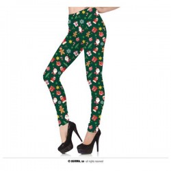 LEGGINGS NATALIZI VERDI CON STAMPA TG.M 38-40