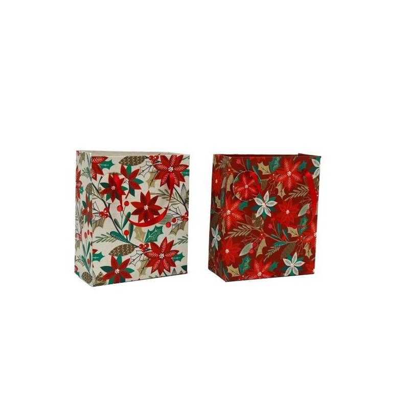 BORSA REGALO 19x23cm POINSETTIA 2ass.ti 1pz