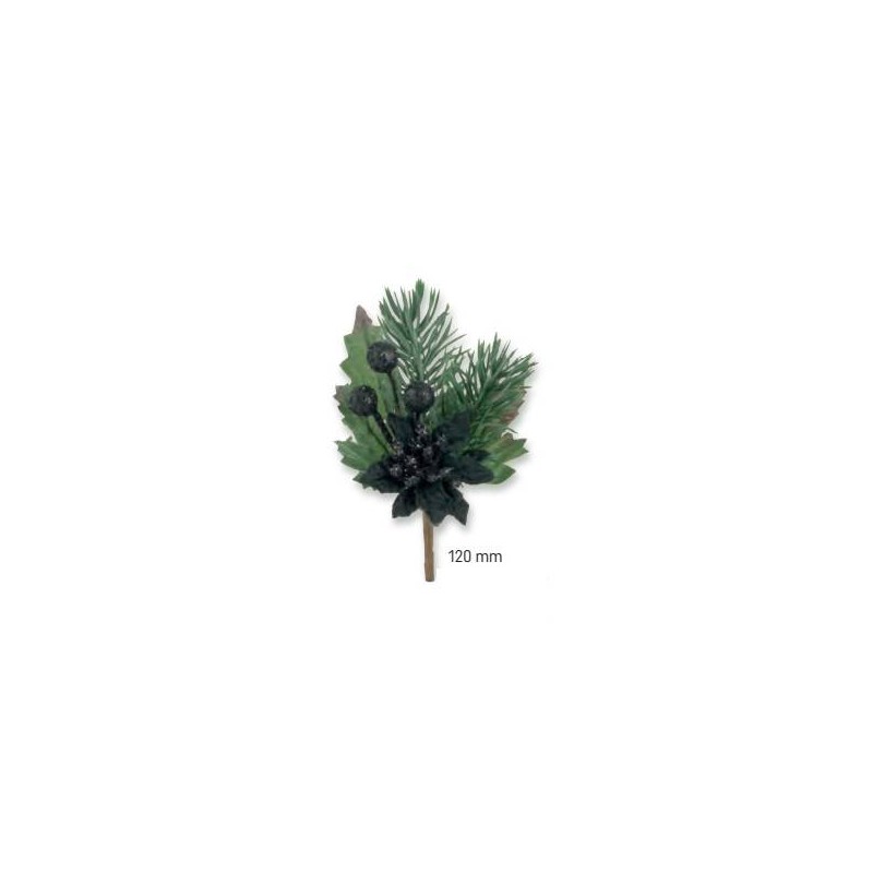 PICKS STELLA DI NATALE CON BACCHE NERO 12cm 1pz