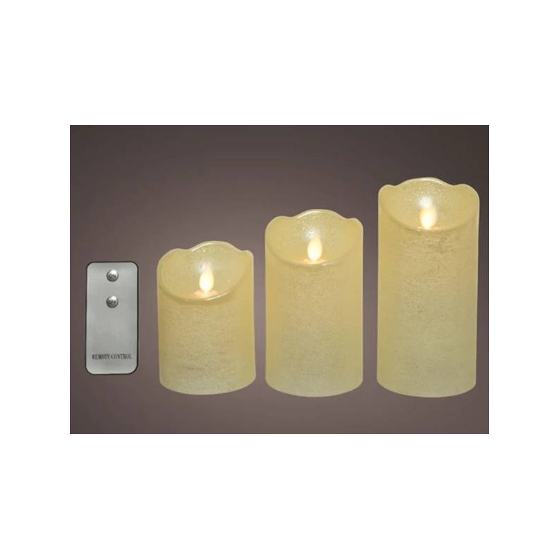CANDELE MOCCOLO LED INDOOR AVORIO 3pz CON TELECOMANDO
