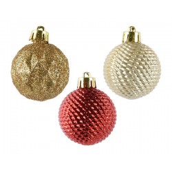 SET PALLINE ø4cm ROSSO/ORO/PERLA 9pz
