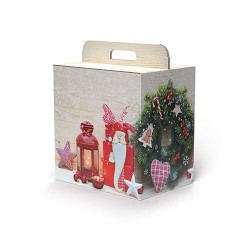 SCATOLA REGALO C/MANIGLIA LINEA 200 33x24x34cm COZY CHRISTMAS