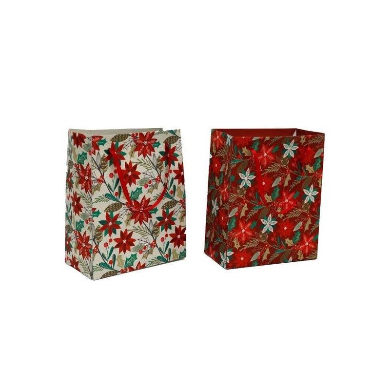 BORSA REGALO 26x33cm POINSETTIA 2ass.ti 1pz