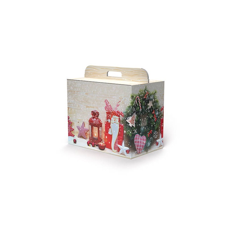SCATOLA REGALO C/MANIGLIA LINEA 400 43x26x34cm COZY CHRISTMAS