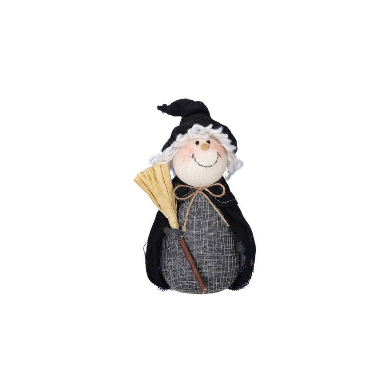 BEFANA/STREGA TESSUTO NERO CON SCOPA 31cm