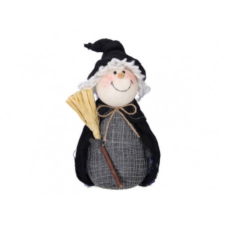 BEFANA/STREGA TESSUTO NERO CON SCOPA 31cm