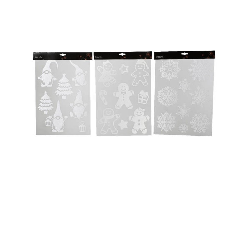 VETROFANIA STICKER GLITTER WHITE 2ass 28x40cm