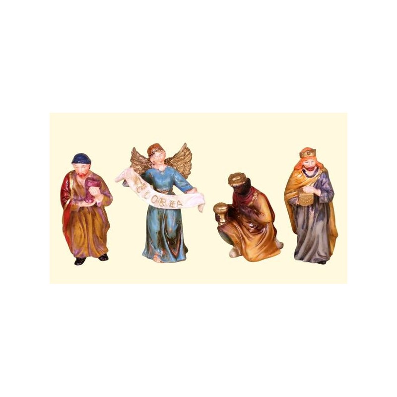 RE MAGI + ANGELO IN RESINA 10cm COLOR SET 4pz
