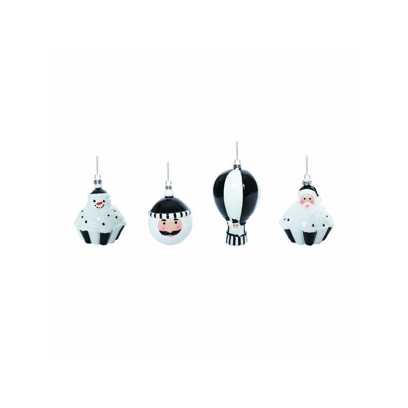PUPAZZO DI NEVE C/APPENDINO 12cm BIANCO/NERO
