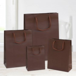 SHOPPER IN CARTA PLASTIFICATA OPACA 45+16x49cm MARRONE