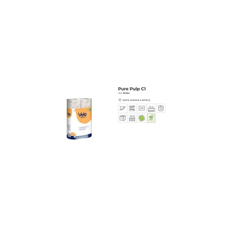 IGIENICA PURE PULP C1 2V 200str FASCETTATA 6 ROTOLI VELO