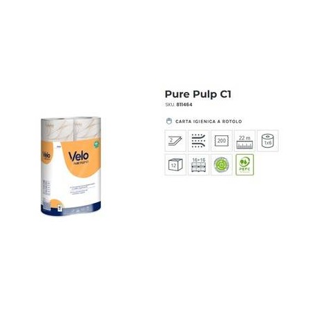 IGIENICA PURE PULP C1 2V 200str FASCETTATA 6 ROTOLI VELO
