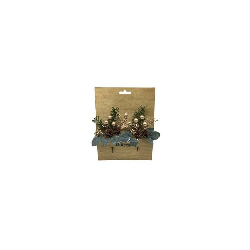 PICKS CON PIGNE E BACCHE ORO 16cm 2pz