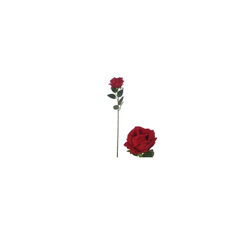 ROSA IN VELLUTO SU STELO 50cm ROSSA