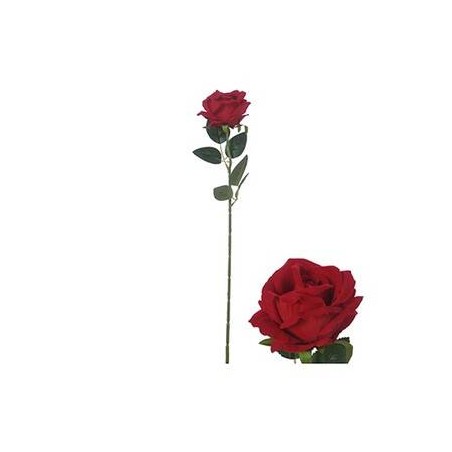 ROSA IN VELLUTO SU STELO 50cm ROSSA