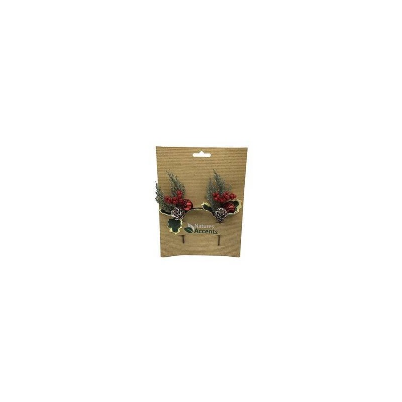 PICKS AGRIFOGLIO E BACCHE ROSSE 16cm 2pz