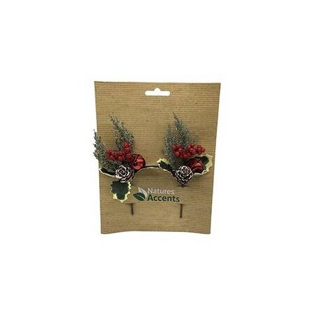 PICKS AGRIFOGLIO E BACCHE ROSSE 16cm 2pz