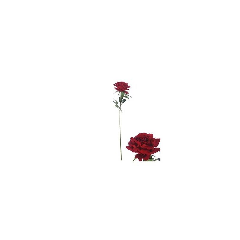ROSA IN VELLUTO SU STELO 76cm ROSSA
