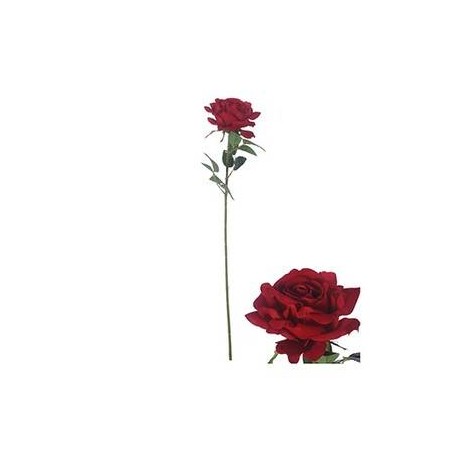 ROSA IN VELLUTO SU STELO 76cm ROSSA