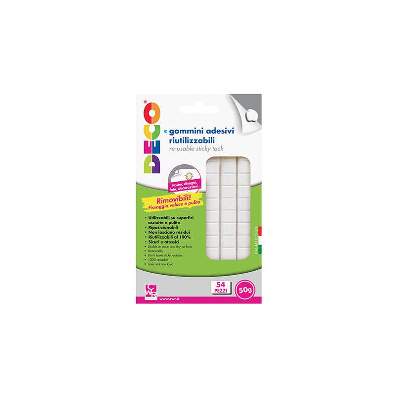 GOMMINI ADESIVI RIUTILIZZABILI 50gr 54pz