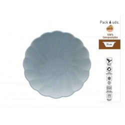 PIATTI FONDI CONCHIGLIA COMPOSTABILI TONDI ø15cm CELESTE 6pz