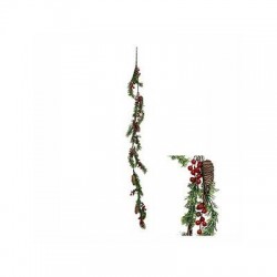 RAMO GHIRLANDA CON PIGNE E BACCHE ROSSE 150cm