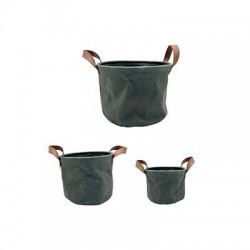CESTO TONDO C/MANICI ø16cm TESSUTO VERDE