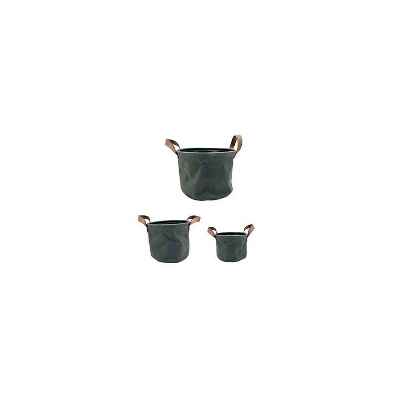CESTO TONDO C/MANICI ø16cm TESSUTO VERDE